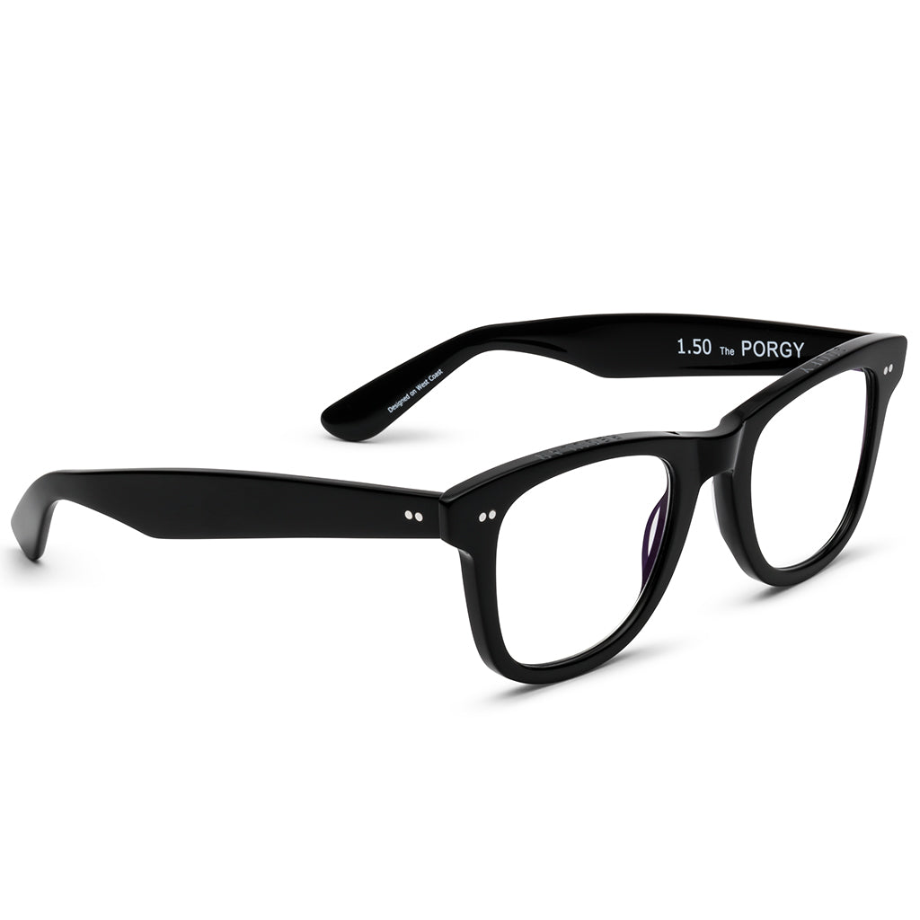 Caddis PORGY BACKSTAGE Gloss Black Blue Light Blocking Reading Glasses