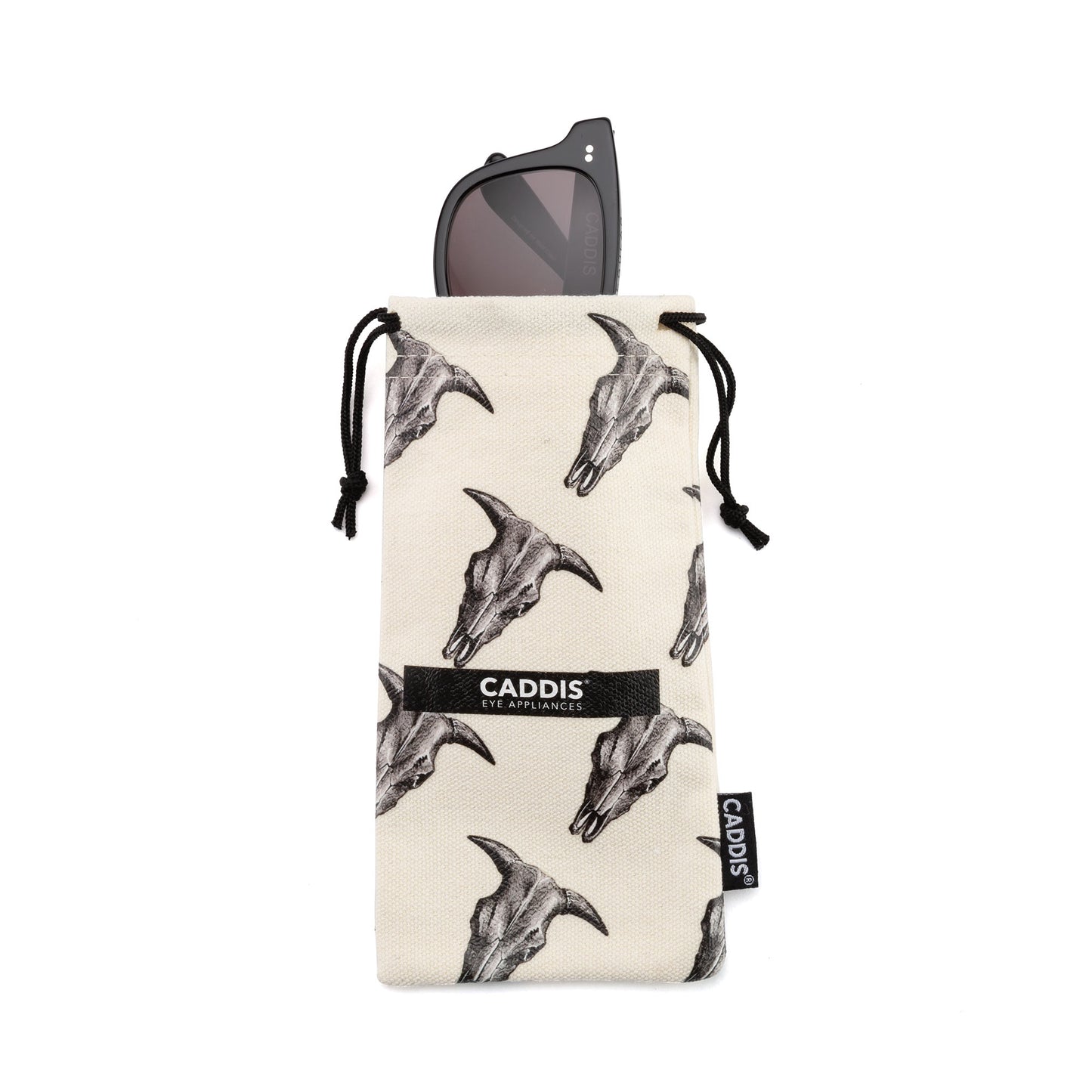 Organic Linen Eyewear Pouch Bull Skull