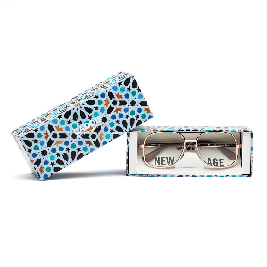 Caddis Metamodernist Scout Rose Gold Blue Light Blocking Reading Glasses