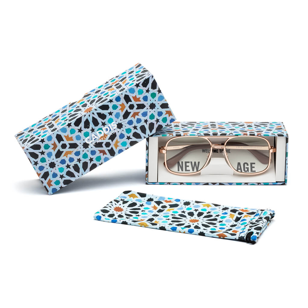 Caddis Metamodernist Scout Rose Gold Blue Light Blocking Reading Glasses