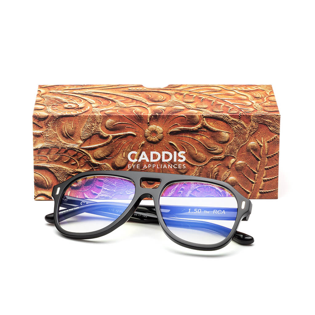 Caddis Root Cause Analysis Gloss Black Blue Light Blocking Reading Glasses