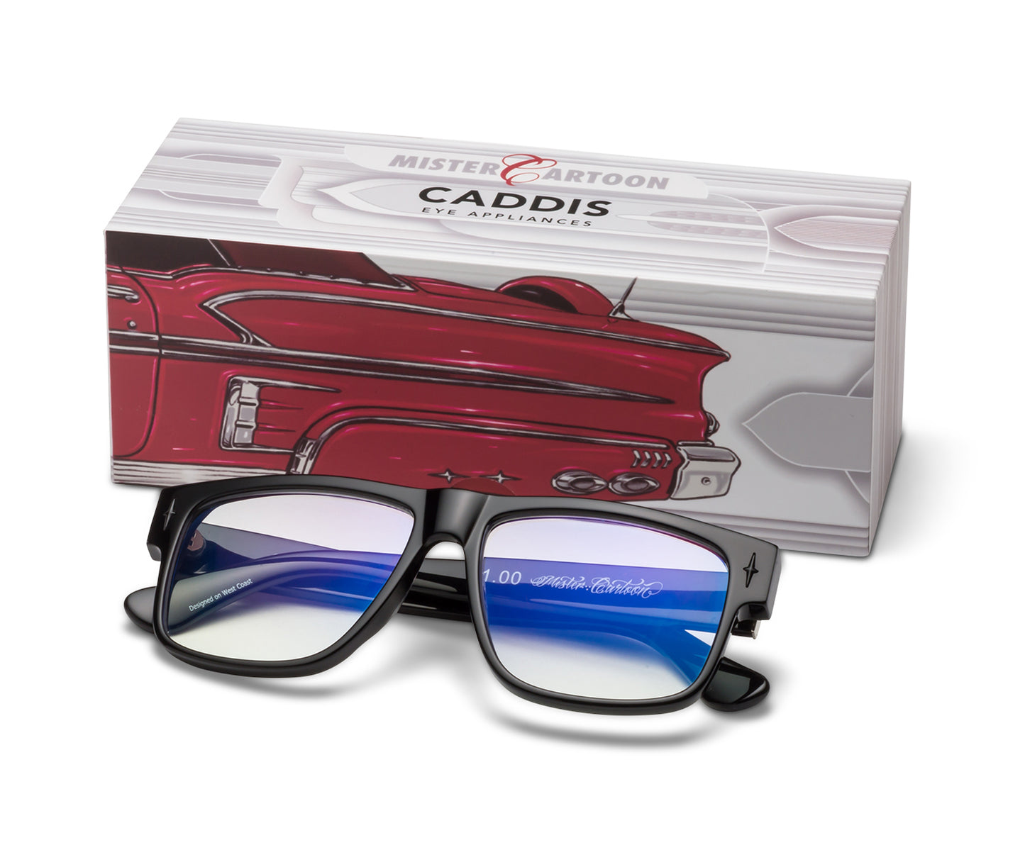 Caddis Mister Cartoon Gloss Black Blue Light Blocking Reading Glasses