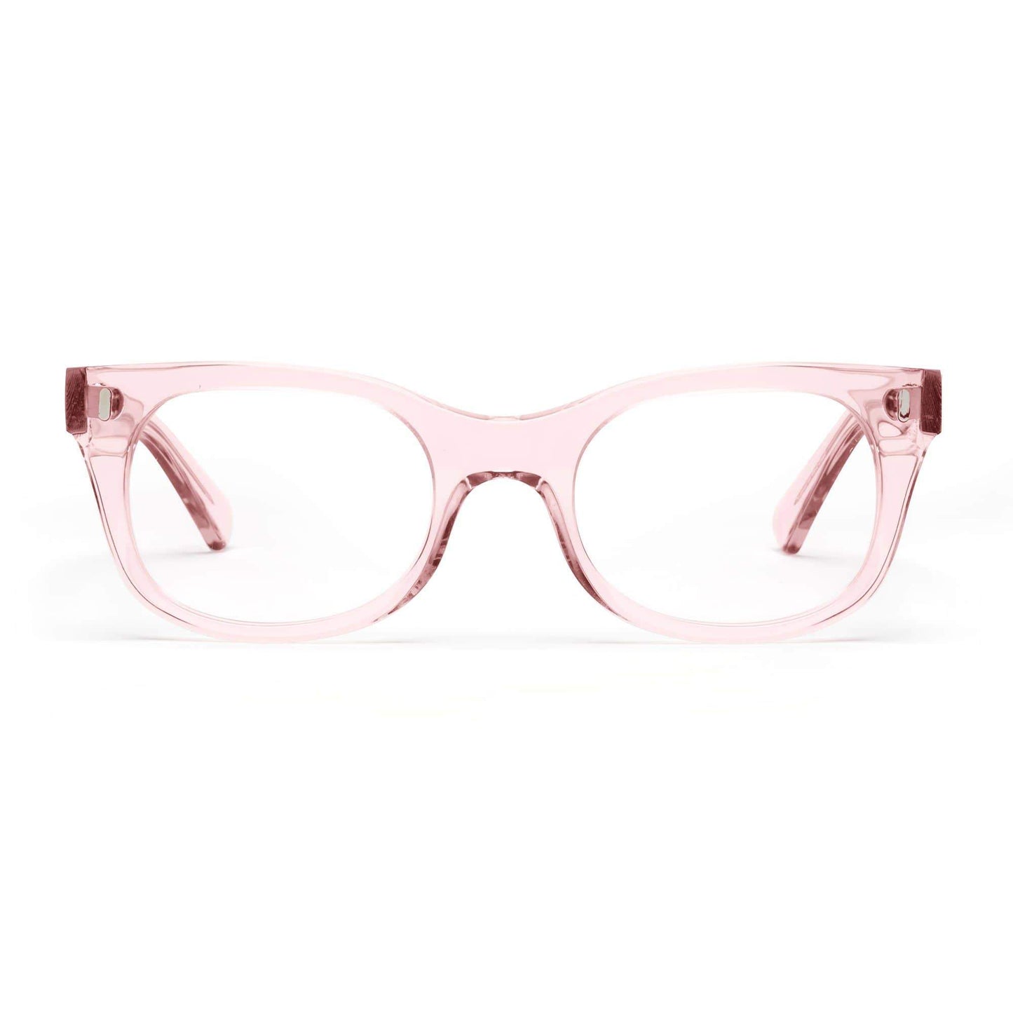 Caddis BIXBY Polished Clear Pink Blue Light Blocking Reading Glasses