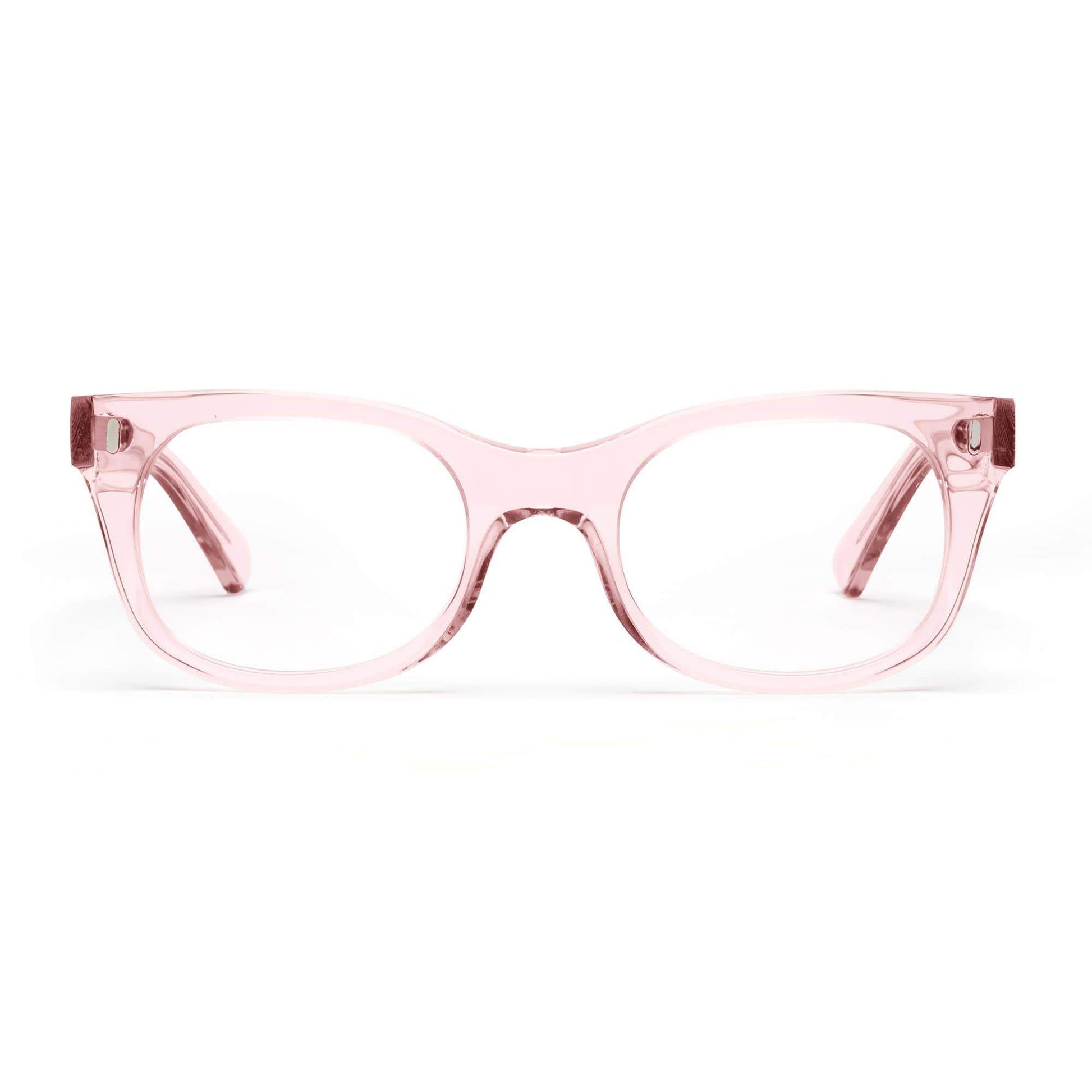 Caddis BIXBY Polished Clear Pink Blue Light Blocking Reading Glasses