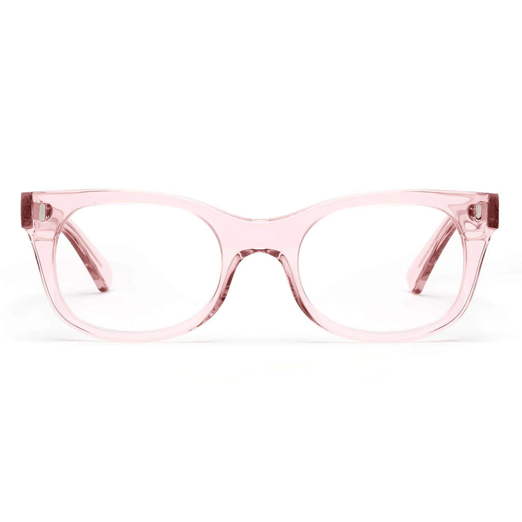 Caddis BIXBY Polished Clear Pink Blue Light Blocking Reading Glasses